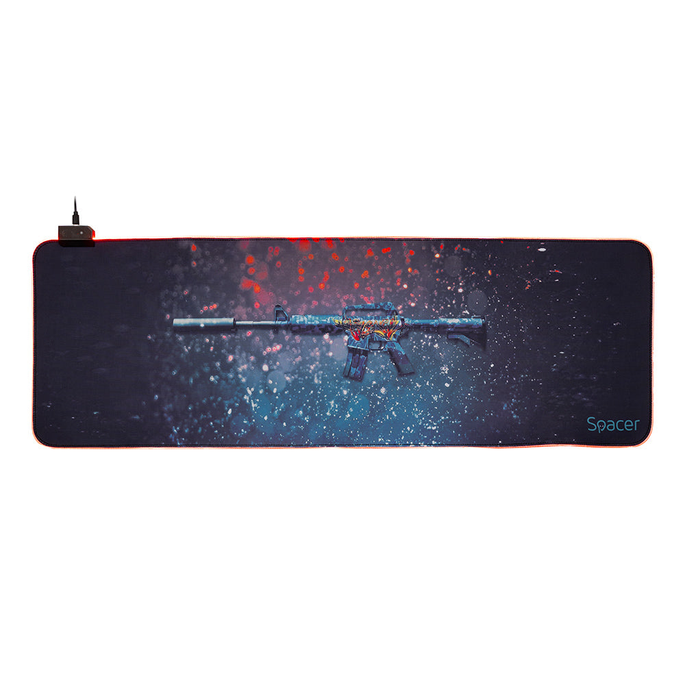 MousePAD RGB SPACER gaming, cauciuc si material textil, 900 x 300 x 3 mm, 1.8 m lungime cablu, imagine 46501476 "SP-PAD-GAME-RGB-PICT"