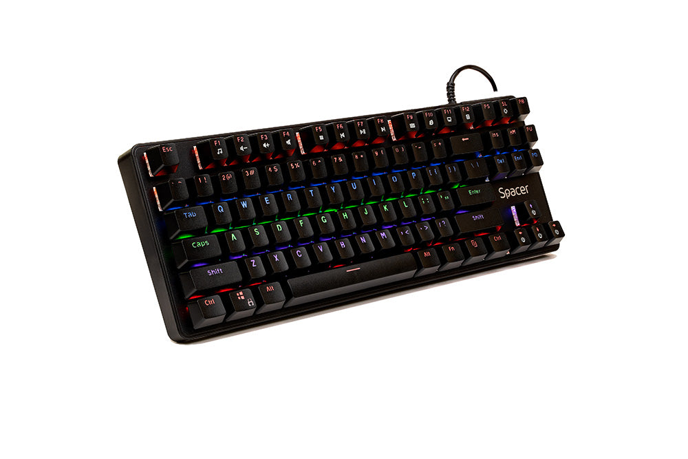 TASTATURA MECANICA SPACER USB IMMORTAL, switch-uri mecanice albastre, 50 mil. apasari, 87 taste, anti-ghosting 26 taste, anti-spill, black, "SPKB-MK-IMMORTAL"