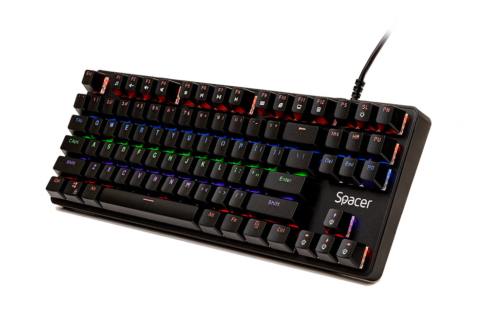 TASTATURA MECANICA SPACER USB IMMORTAL, switch-uri mecanice albastre, 50 mil. apasari, 87 taste, anti-ghosting 26 taste, anti-spill, black, "SPKB-MK-IMMORTAL"