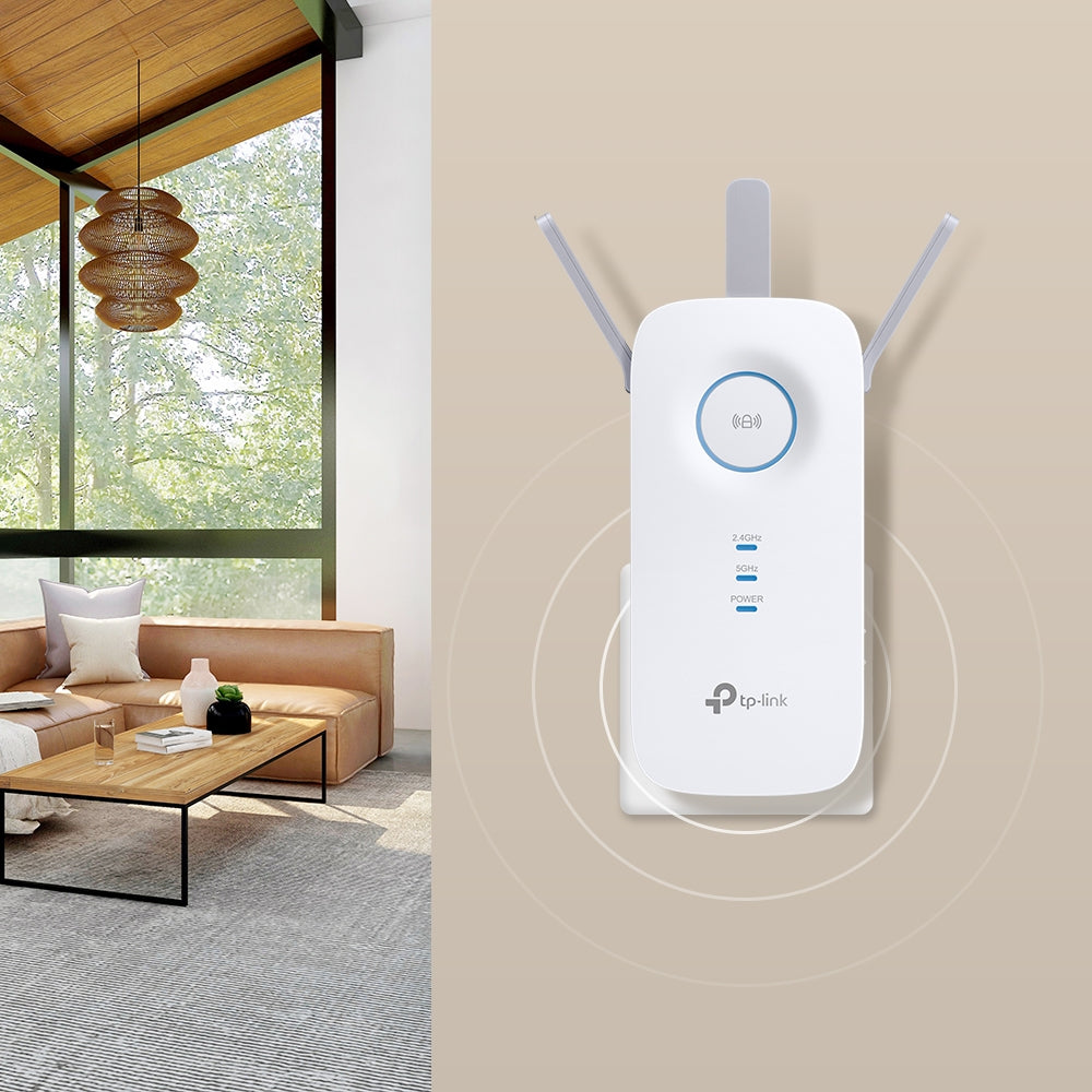 RANGE EXTENDER TP-LINK wireless 1900Mbps, 1 port Gigabit, 3 antene externe, dual band AC1900, 2.4GHz &amp; 5GHz "RE550"