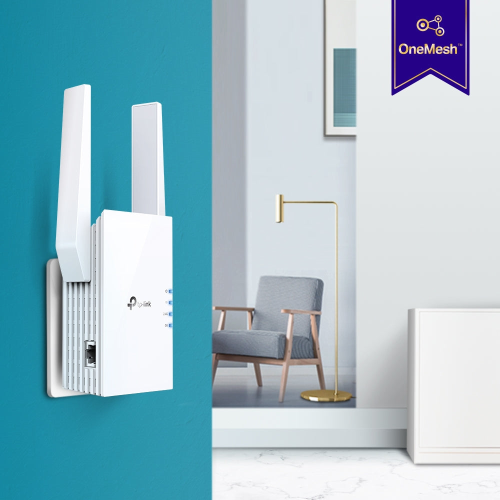 RANGE EXTENDER TP-LINK wireless 1800Mbps, 1 port Gigabit, 2 antene externe, 2.4 / 5Ghz dual band, Wi-Fi 6, "RE605X"