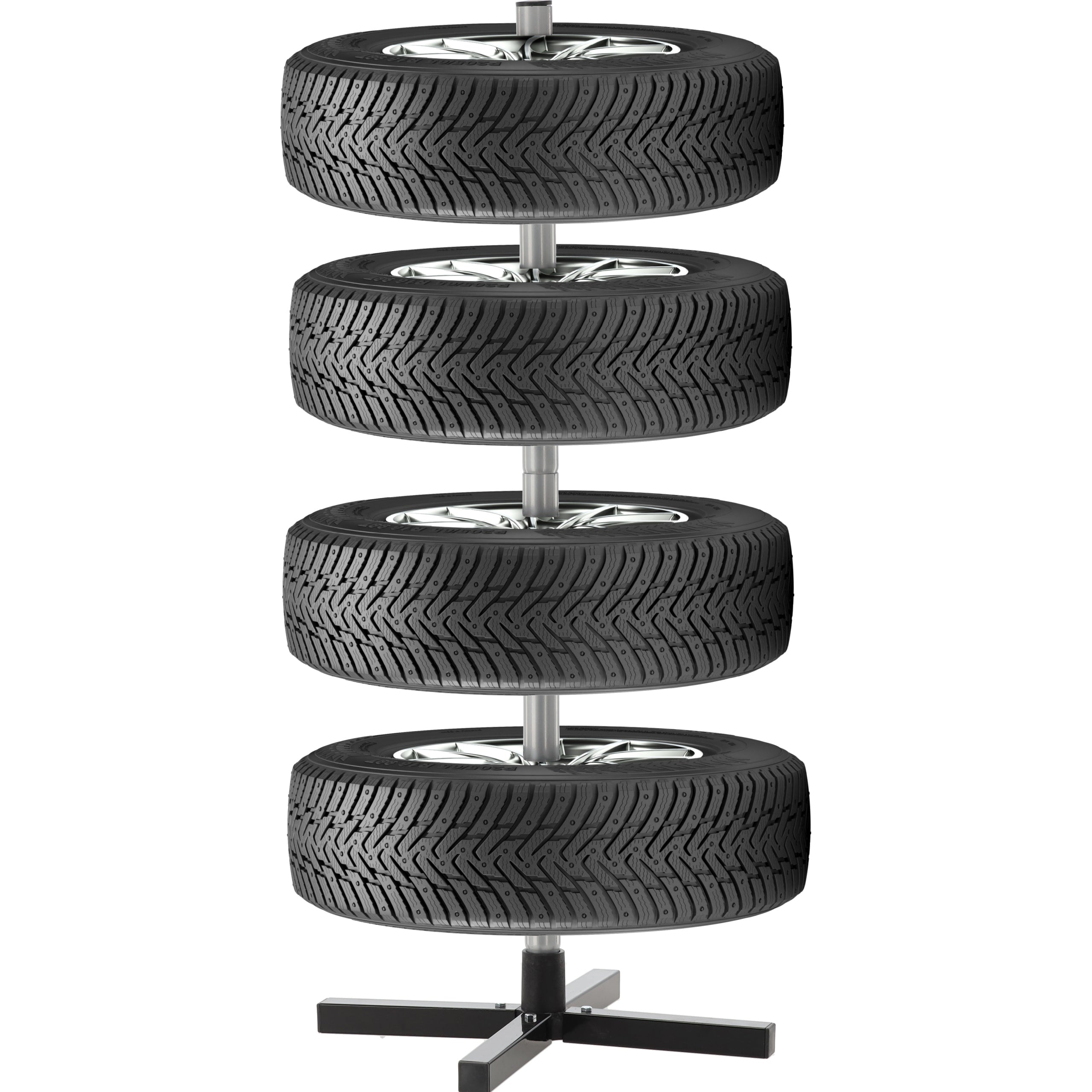 Suport depozitare anvelope 4 roti, cadru metalic, 45x45x105 cm, capacitate 100 kg, negru