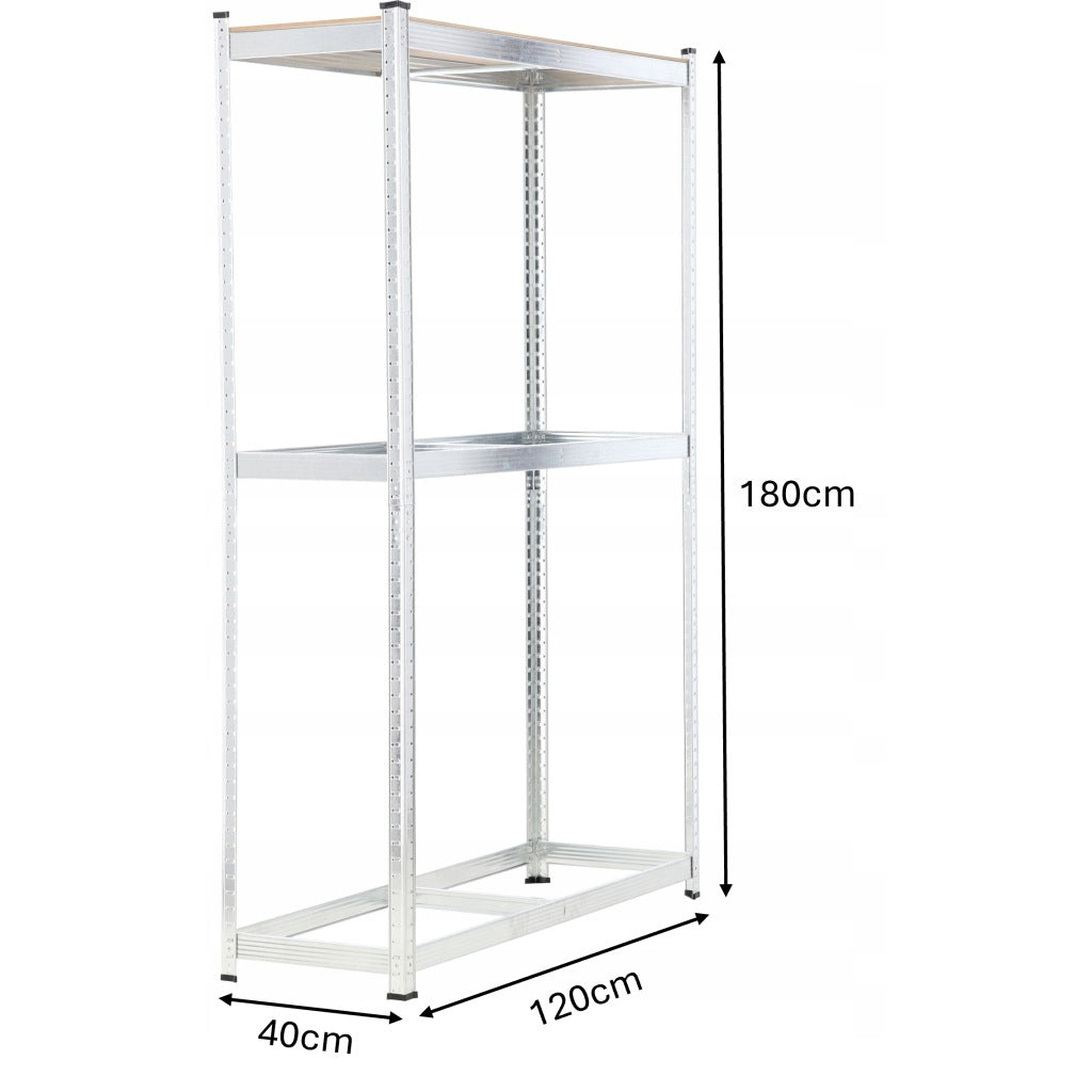Raft depozitare anvelope cu polite suplimentare MDF, cadru otel galvanizat, 120x40x180 cm, gri