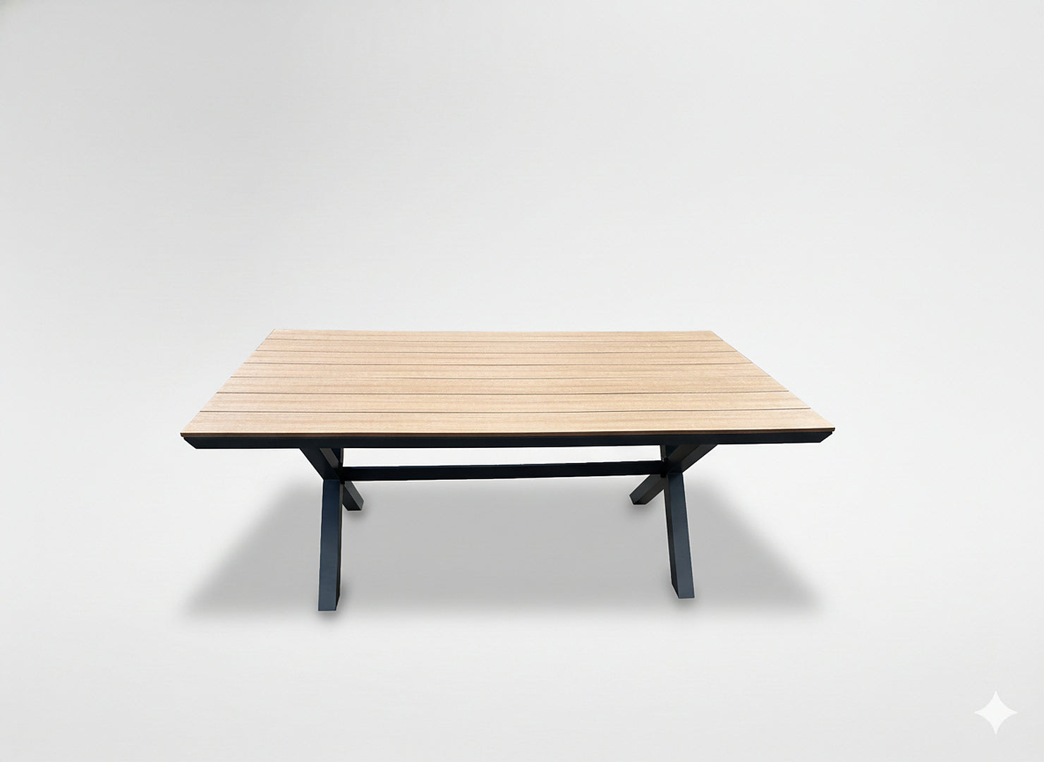 Masa pentru gradina, cadru aluminiu, blat polywood cu aspect de lemn, 180x100x75 cm, maro