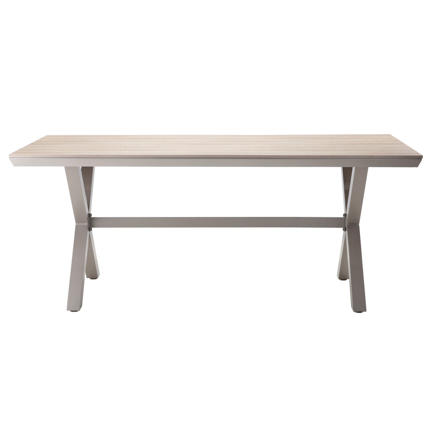 Masa pentru gradina, cadru aluminiu, blat polywood cu aspect de lemn, 180x100x75 cm, bej