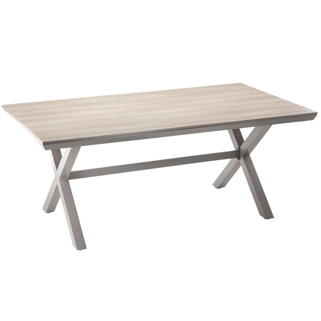 Masa pentru gradina, cadru aluminiu, blat polywood cu aspect de lemn, 180x100x75 cm, bej