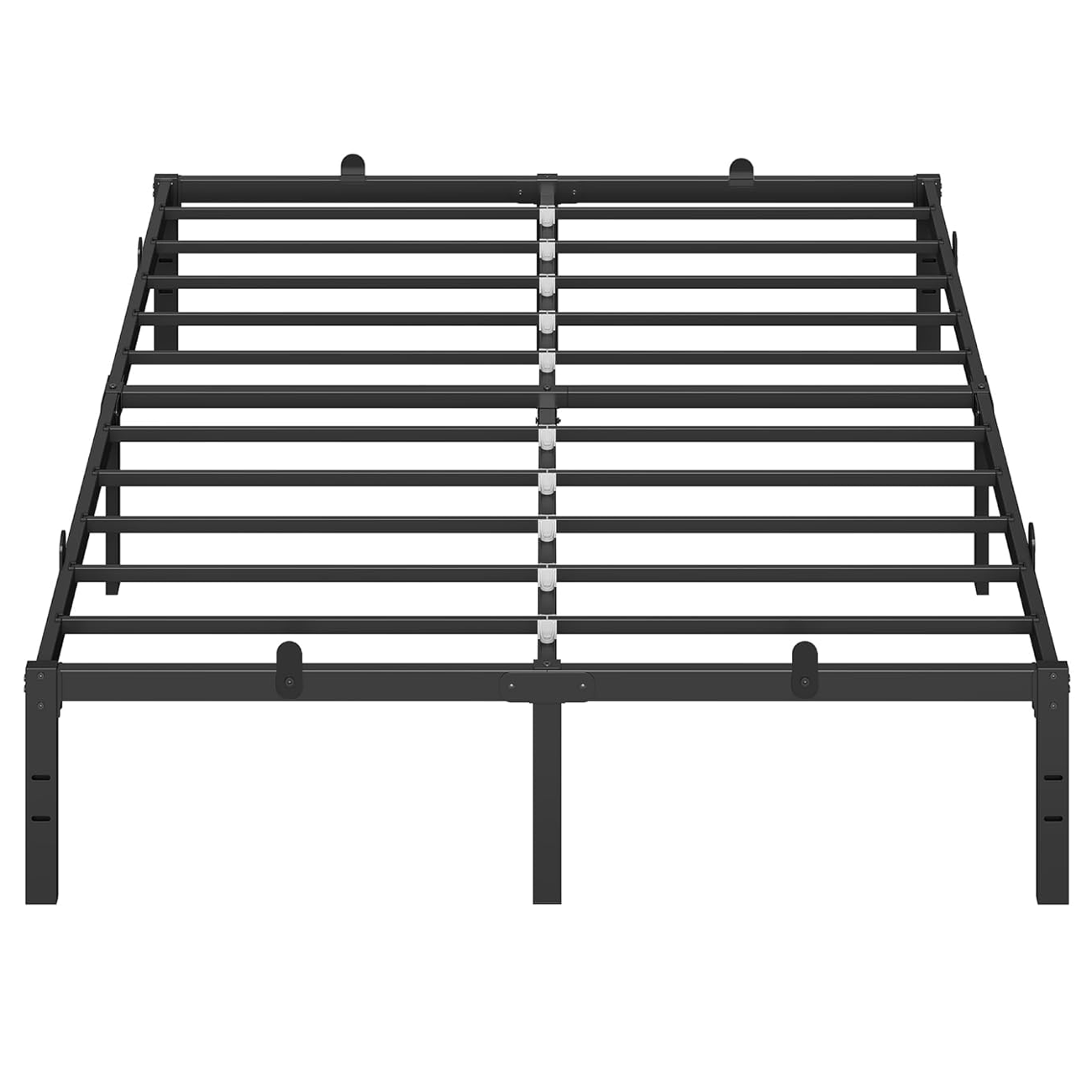 VASAGLE Cadru pat dublu 140x190 cm, structura metalica rezistenta 450 kg, cu spatiu de depozitare, negru