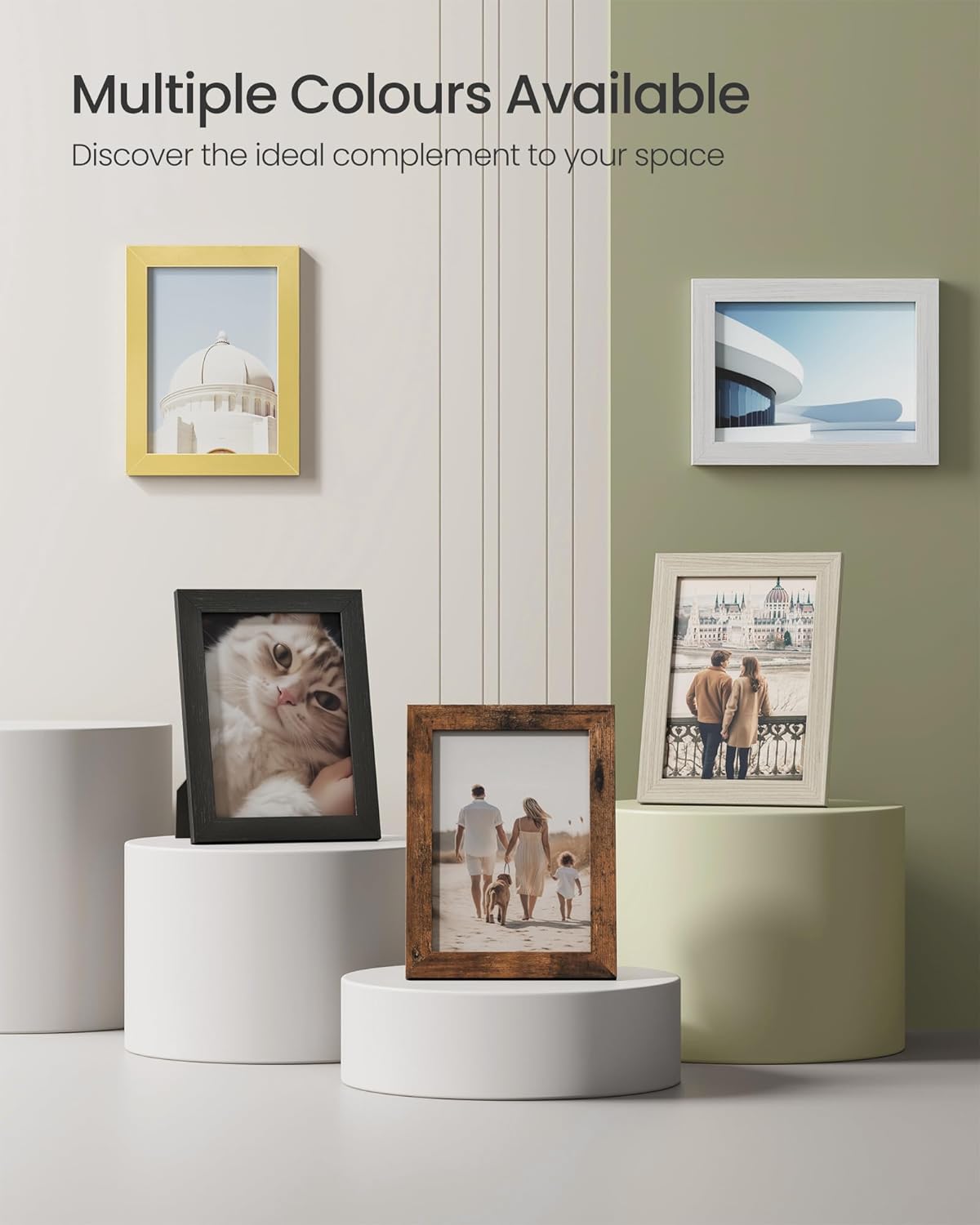 SONGMICS set rame foto 10 buc, 28x24 / 21x16 / 18x13 cm, negru, montaj perete sau birou, MDF si plastic