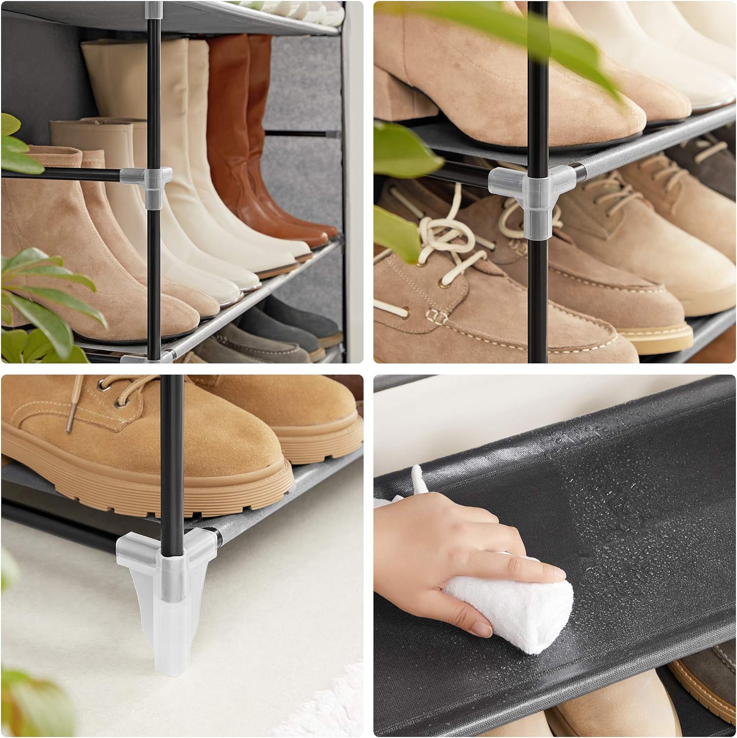 SONGMICS Raft pentru pantofi pe 9 nivele, pana la 50 de perechi pantofi, textil, 88x28x160cm, gri