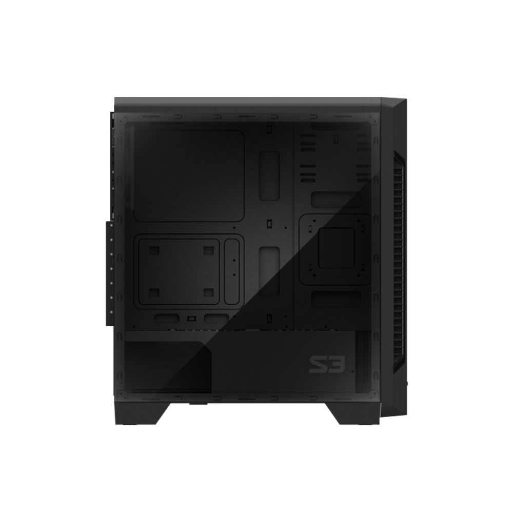CARCASA Zalman "S3", middle tower, gaming, fara sursa, suporta 8xfan, 1xfan inclus, PSU shroud, USB 3.1 gen1 x 1, USB 2.0 x 2, audio+mic, 7 sloturi expansiune, negru, "S3"