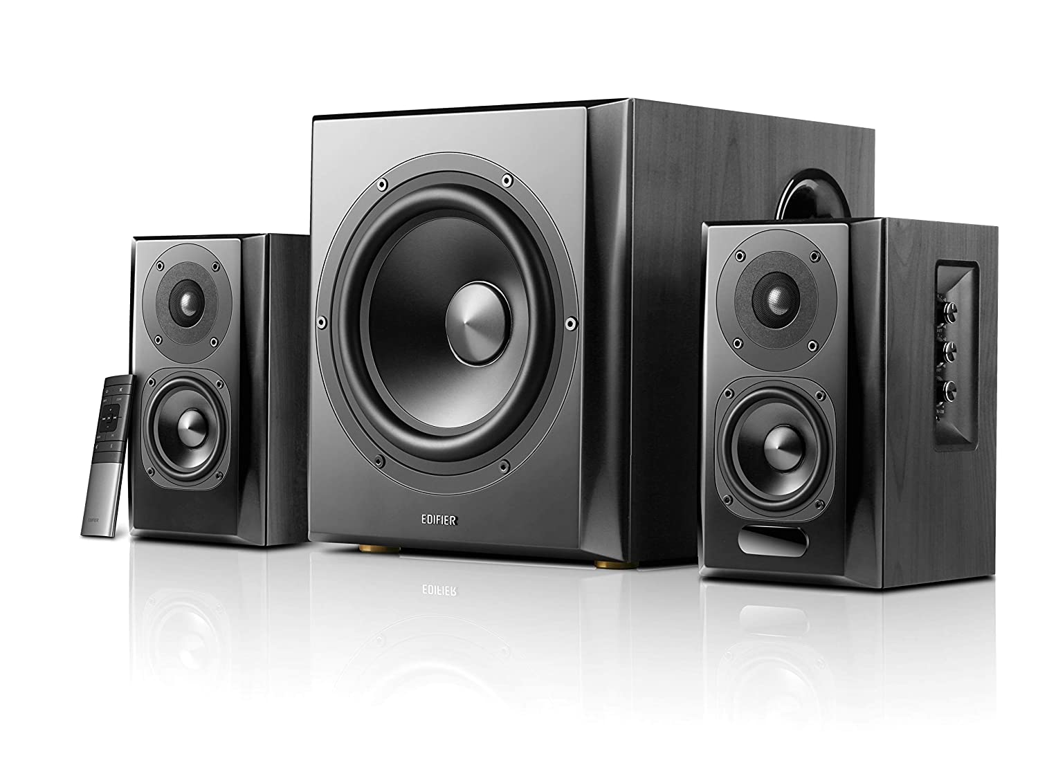 BOXE EDIFIER 2.1, RMS: 150W (2 x 25W, 2 x 15W, 1 x 70W), bluetooth, telecomanda wireless, volum, bass, treble, optical, black, "S351DB-BK"