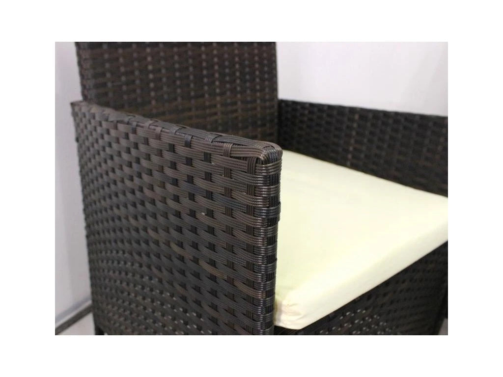 Set mobilier gradina 4 locuri, canapea 2 locuri, 2 fotolii si masa de sticla, tehnoratan, maro si crem