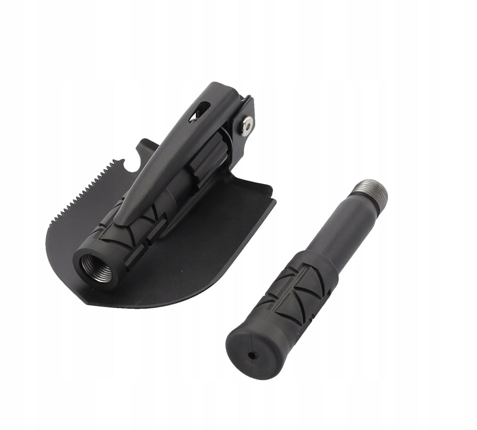 Lopata pliabila multifunctionala 5 in 1 pentru camping si gradina, otel mangan, 41 cm, negru