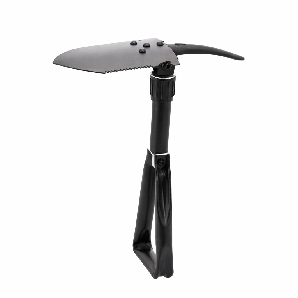 Lopata pliabila multifunctionala 6 in 1 pentru camping si gradina, otel mangan, 47 cm, negru