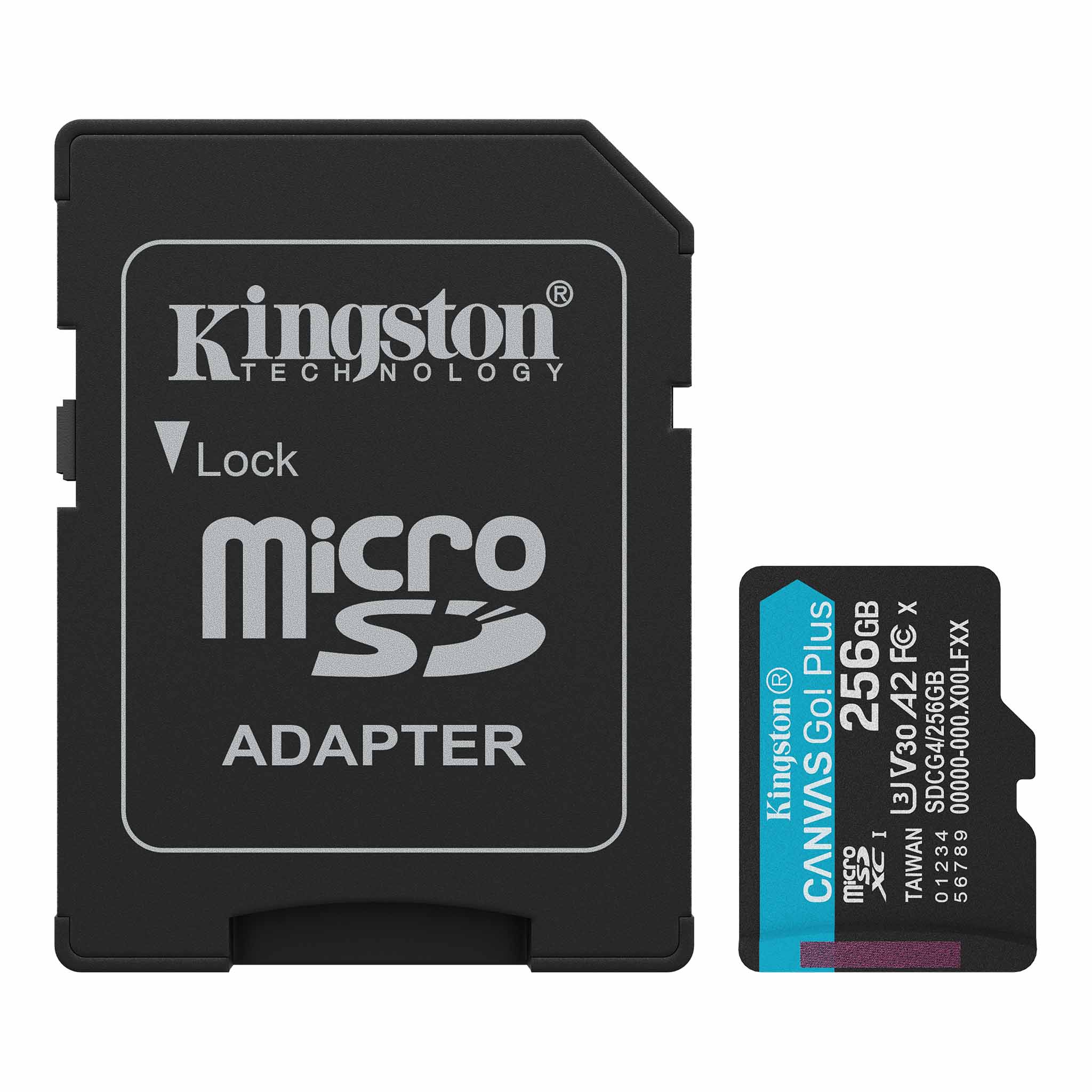KINGSTON 256GB microSDXC Canvas Go Plus Gen4 200MB/s A2 U3 V30 Card + Adapter "SDCG4/256GB"