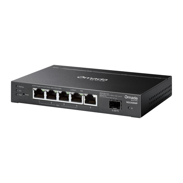 Switch POE TP-Link, 6-Port Gigabit Smart Switch cu 4-Port Gigabit PoE+, 63 W PoE Budget, "SG2206MP"