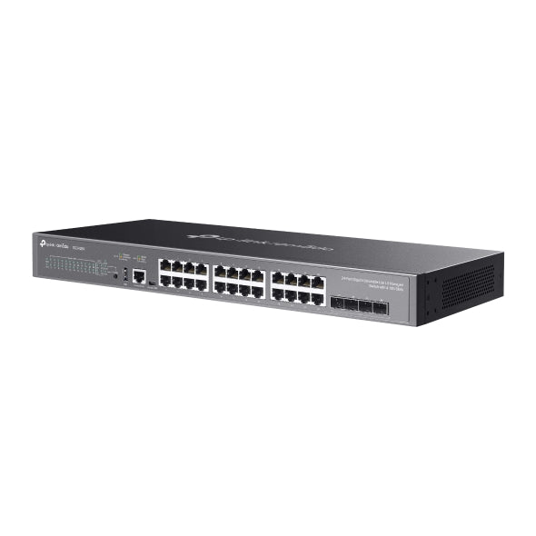 Switch Managed L3 TP-Link, 24× Gigabit RJ45 ports si 4× 10 Gbps SFP+, 1× USB 2.0 Port, fanless, metalic "SG5428X"
