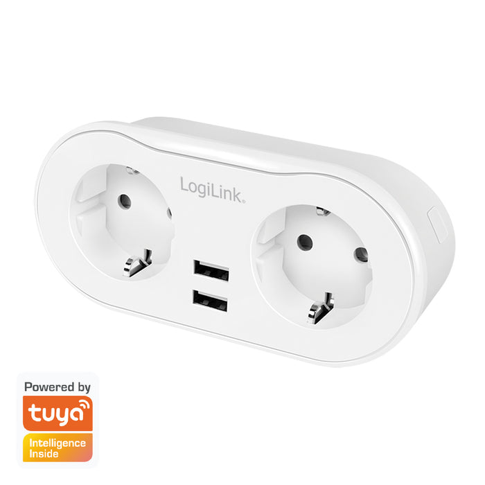 PRIZA INTELIGENTA Logilink, Wi-Fi Smart,Schuko x 2, USB x 2 5V/2.4A max. 12W,prot. Supracurent / supratensiune, IP20