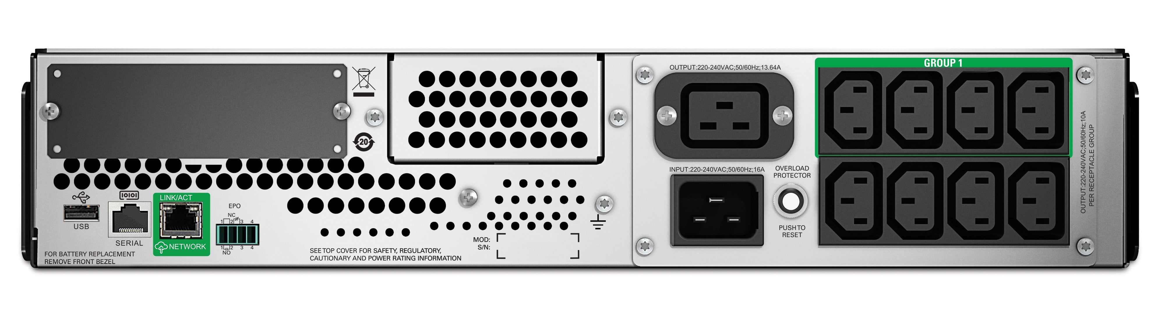 UPS APC," Smart-UPS SMT",Line Int. cu sinusoida pura cu mgmt,rack,2200VA/980W,AVR,IECx8,,LCD,11-20 min,"SMT2200RMI2UC",prelung garantie (WBEXTWAR1YR--04/WBEXTWAR3YR-- 04)(TV 35lei)