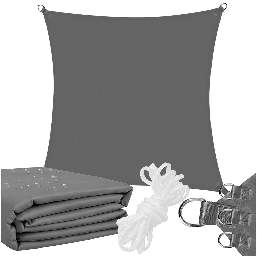 Prelata umbrire 5x5 m pentru terasa sau balcon, impermeabila, protectie UV, gri