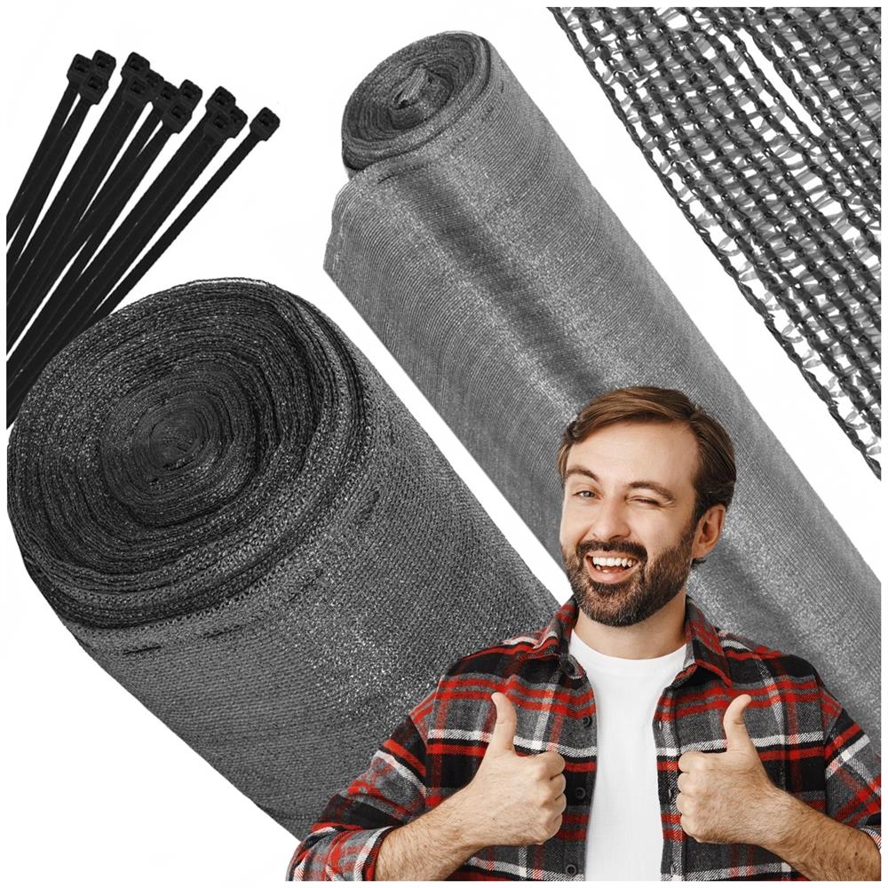 Plasa umbrire si intimitate pentru gard, 1.5m latime, 25m lungime, 185g densitate 95%, antracit deschis