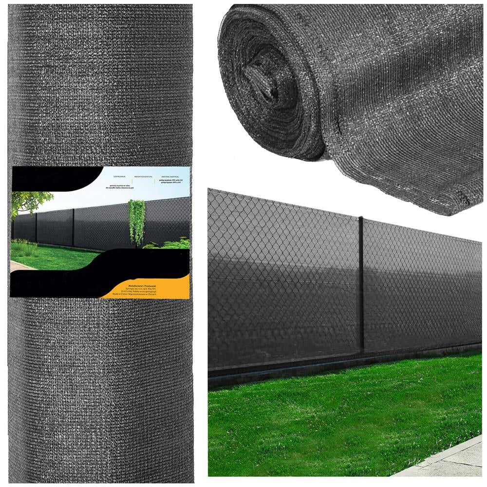 Plasa umbrire si intimitate pentru gard, 1.5m latime, 25m lungime, 65g densitate 62%, antracit deschis