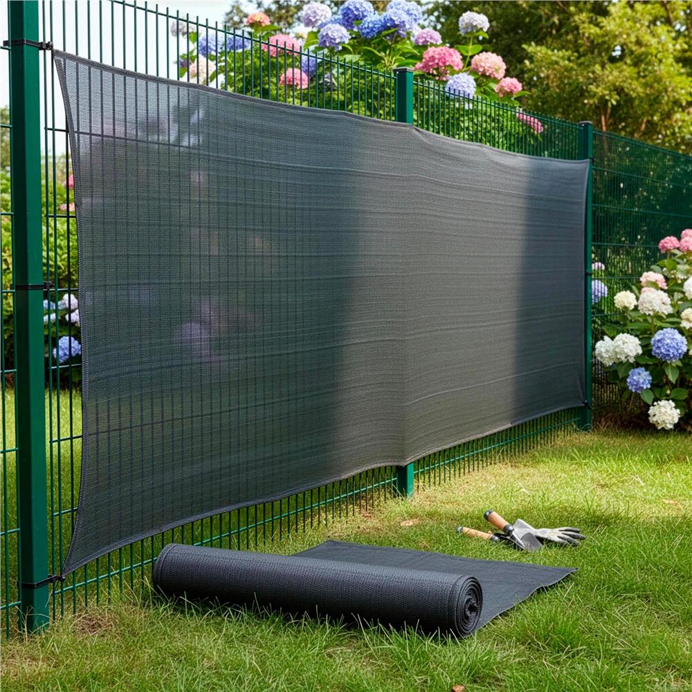 Plasa umbrire si intimitate pentru gard, 1.5m latime, 25m lungime, 65g densitate 62%, antracit deschis