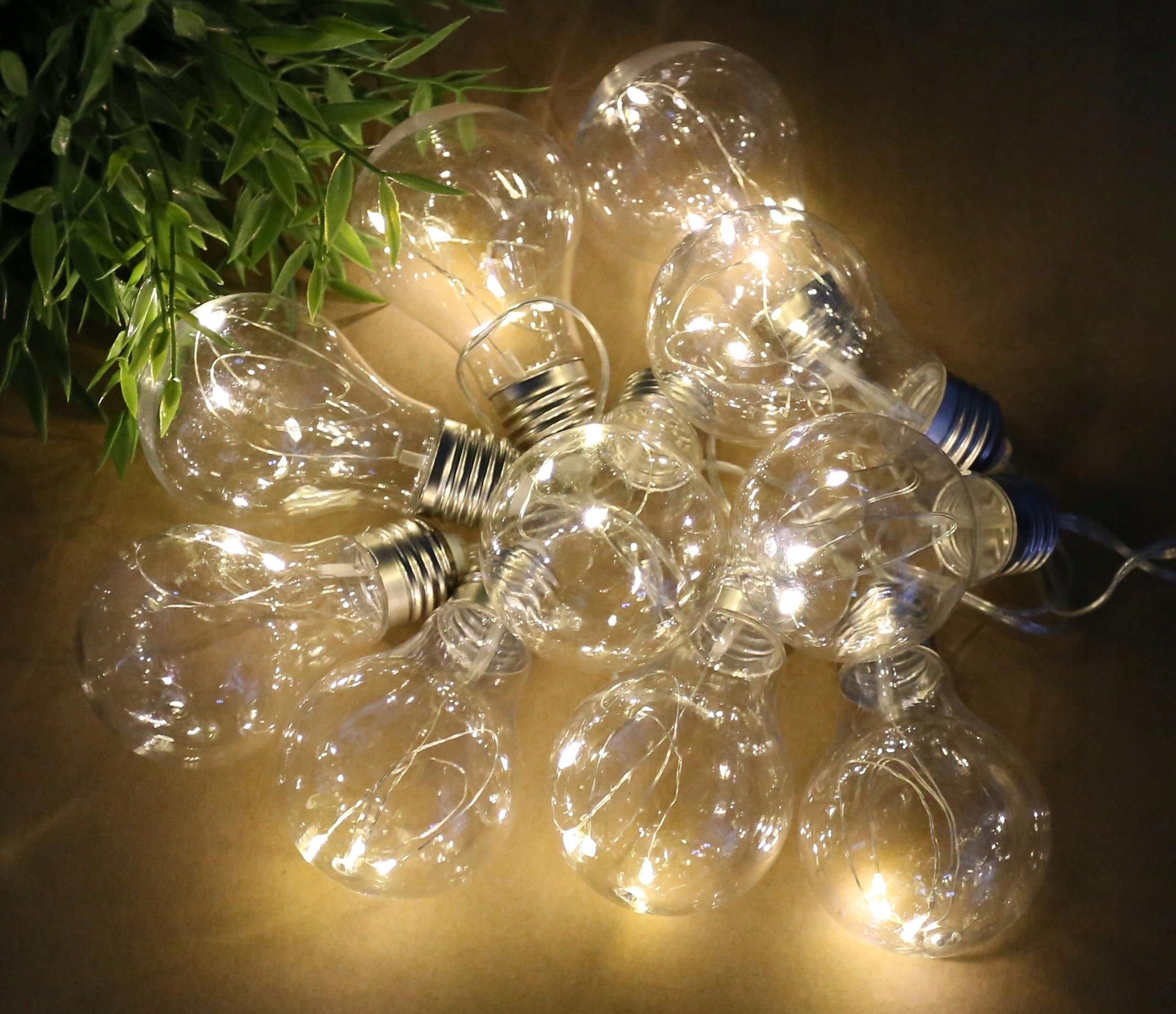 Ghirlanda luminoasa, LED, model Moza, 10 becuri, 380cm, incarcare solara, lumina alb cald