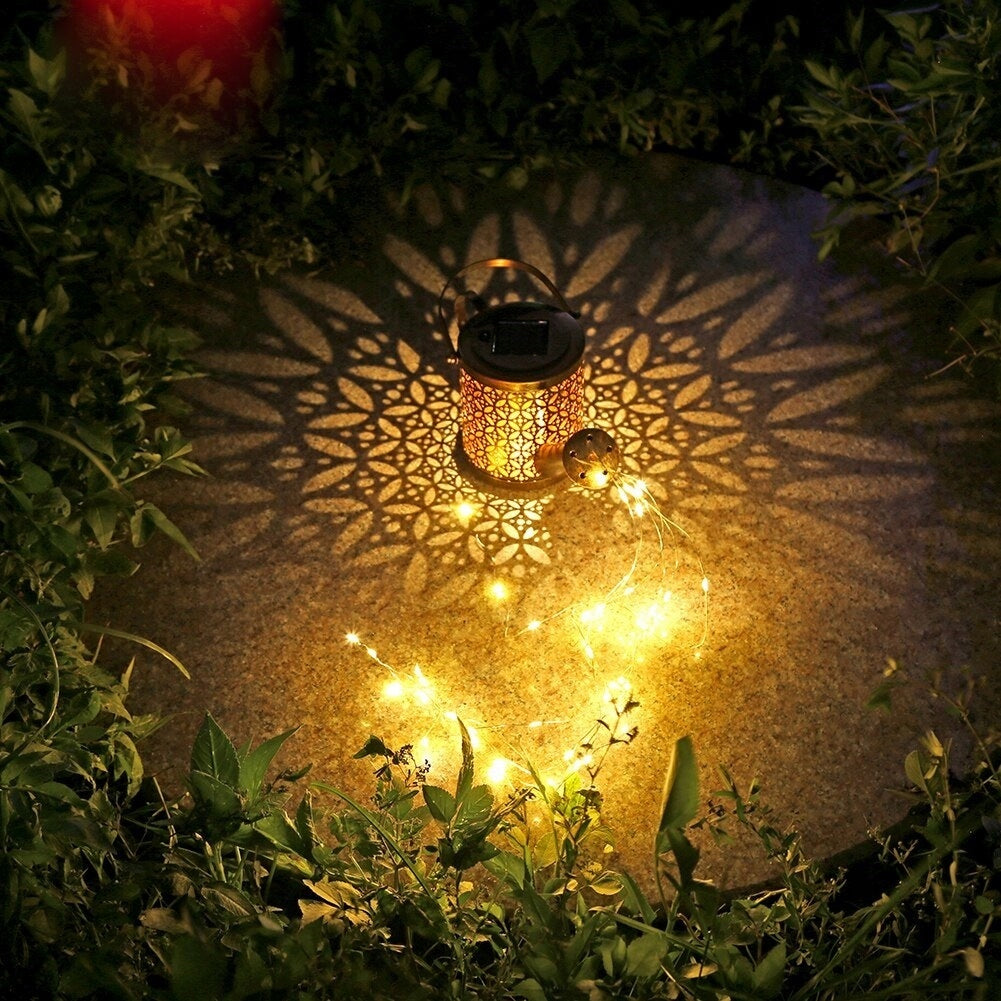Lampa solara decorativa tip stropitoare, 37 LED, lumina calda, 80 cm, negru si maro