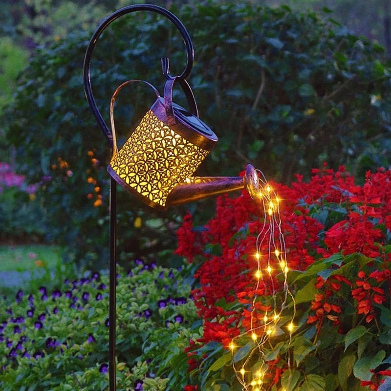 Lampa solara decorativa tip stropitoare, 37 LED, lumina calda, 80 cm, negru si maro