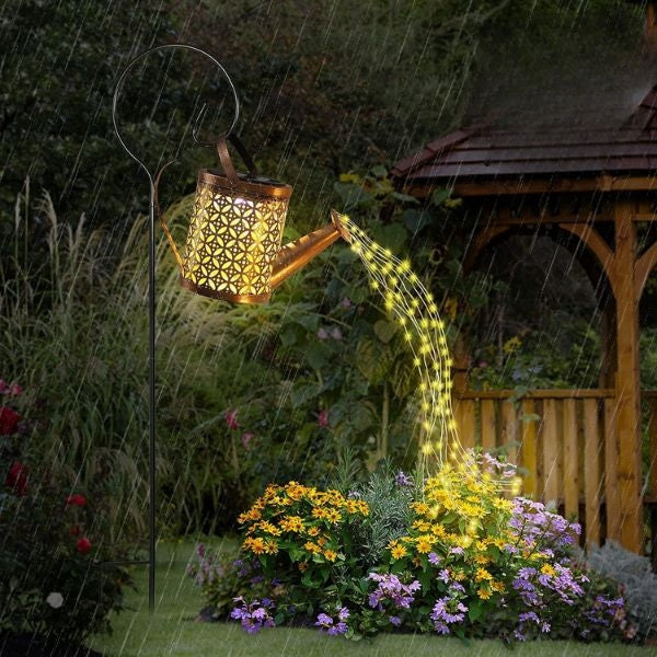 Lampa solara decorativa tip stropitoare, 37 LED, lumina calda, 80 cm, negru si maro