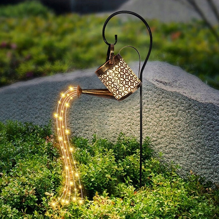 Lampa solara decorativa tip stropitoare, 37 LED, lumina calda, 80 cm, negru si maro