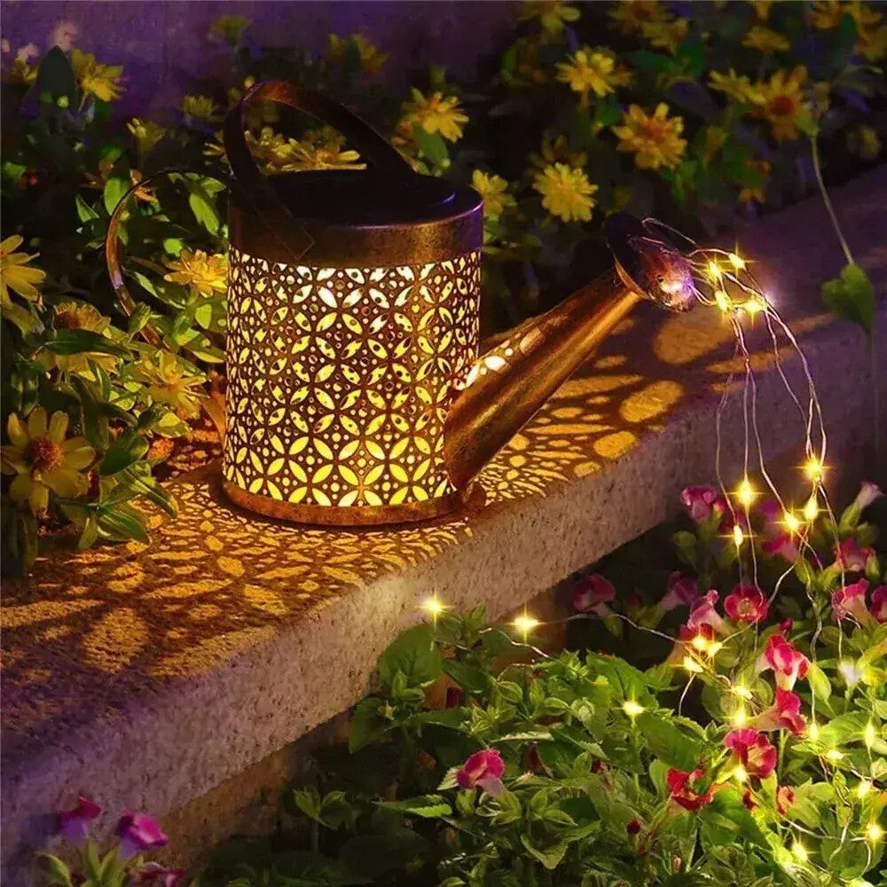 Lampa solara decorativa tip stropitoare, 37 LED, lumina calda, 80 cm, negru si maro