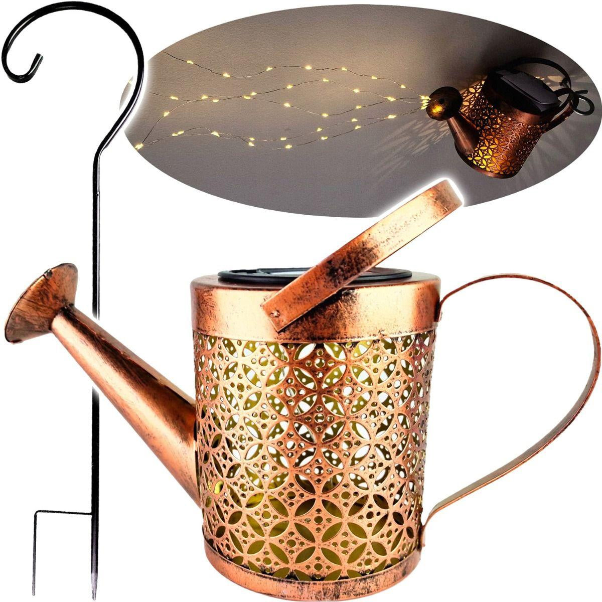 Lampa solara decorativa tip stropitoare, 37 LED, lumina calda, 80 cm, negru si maro