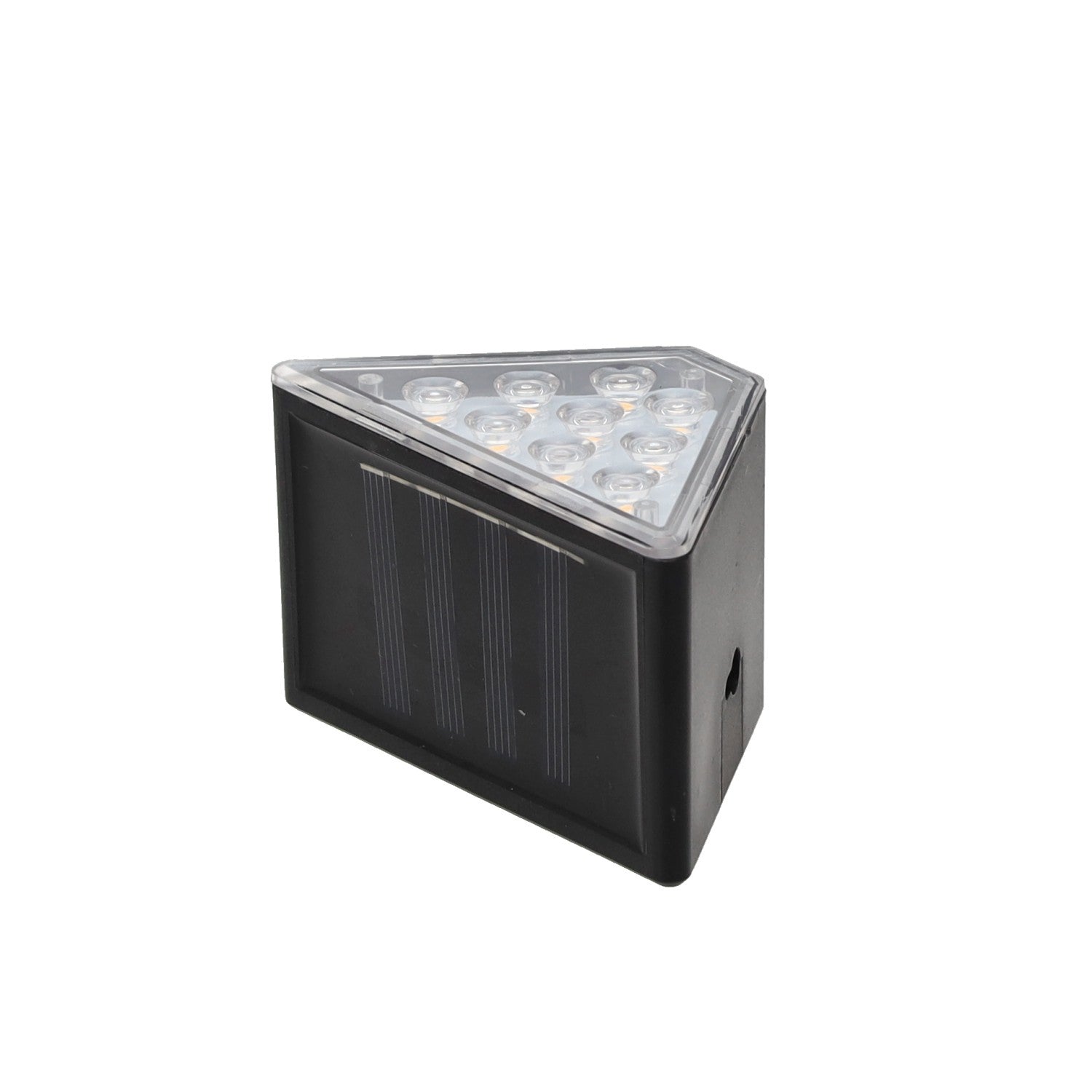 Set 2 lampi solare pentru trepte sau gard, 9 LED, alb cald, incarcare solara, 9x5x5 cm, negru