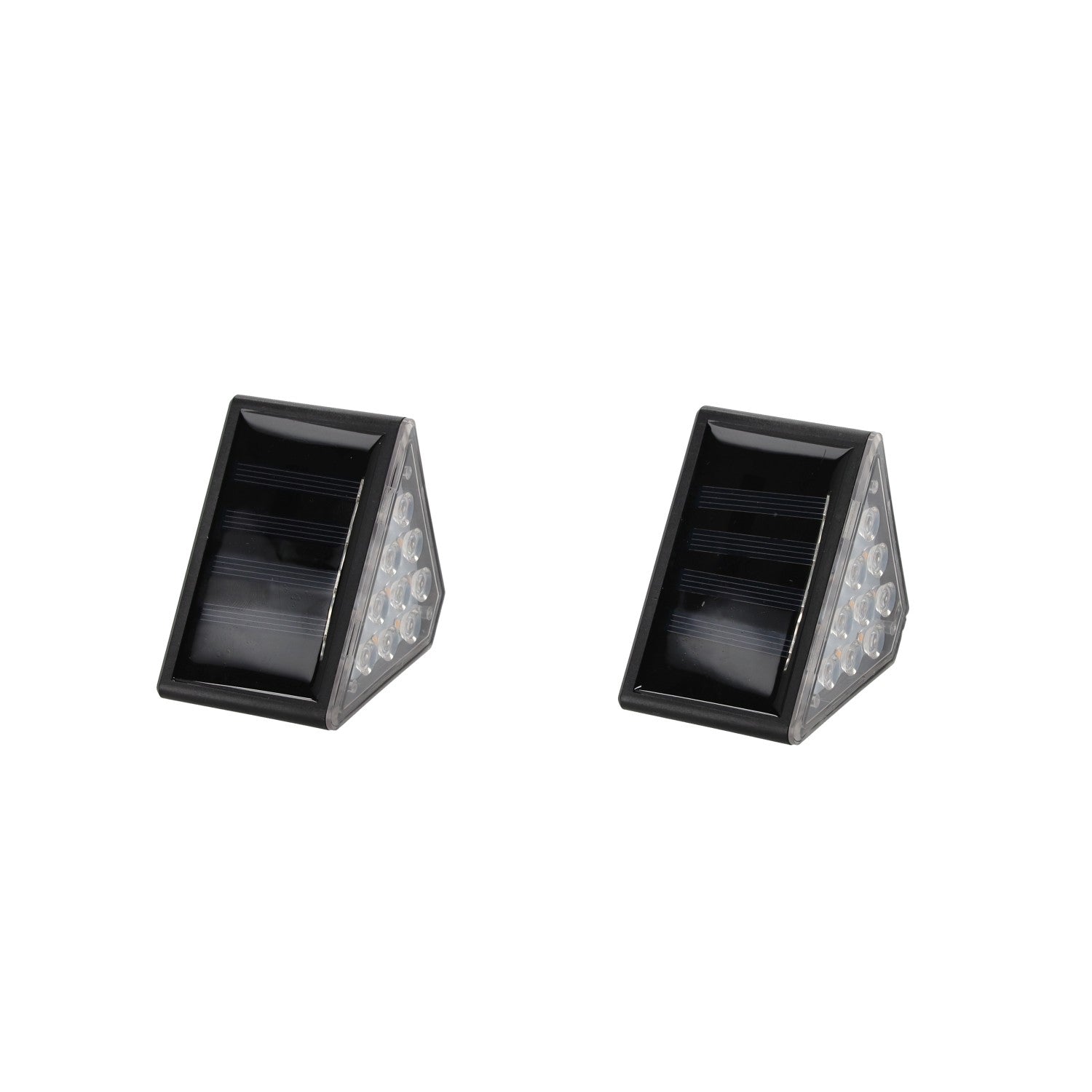 Set 2 lampi solare pentru trepte sau gard, 9 LED, alb cald, incarcare solara, 9x5x5 cm, negru