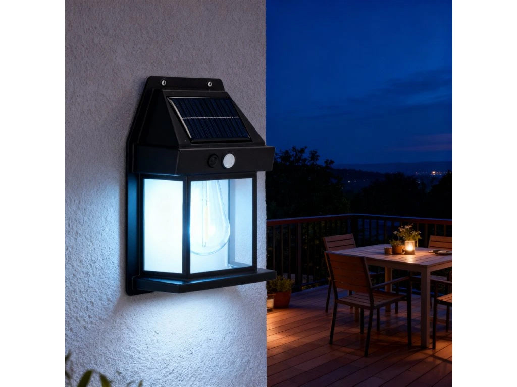 Lampa solara LED cu senzor miscare si crepuscul, 50 LED, 500 lm, 12x17x6 cm, negru