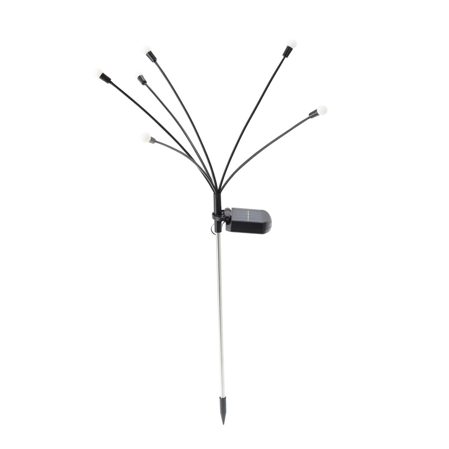 Set 2 lampi solare pentru gradina, model licurici cu miscare la adierea vantului, 6 LED-uri alb cald, 70 cm, negru