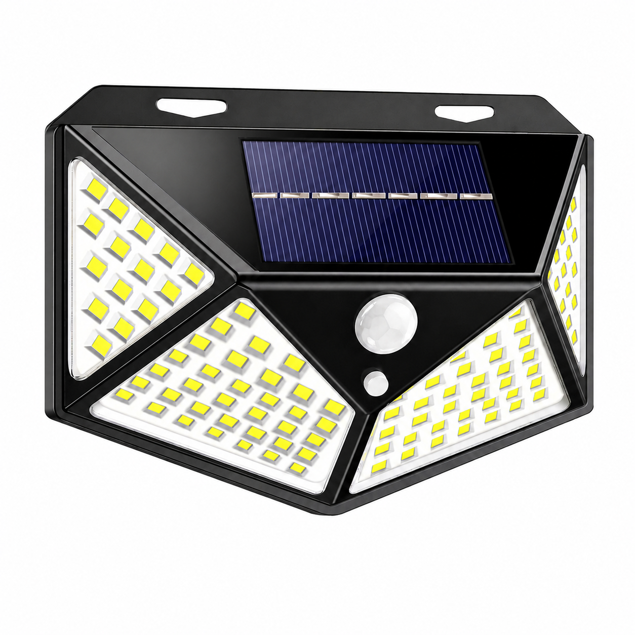 Lampa solara de perete, cu senzor de miscare, 100 LED, 14x6x10 cm, alb