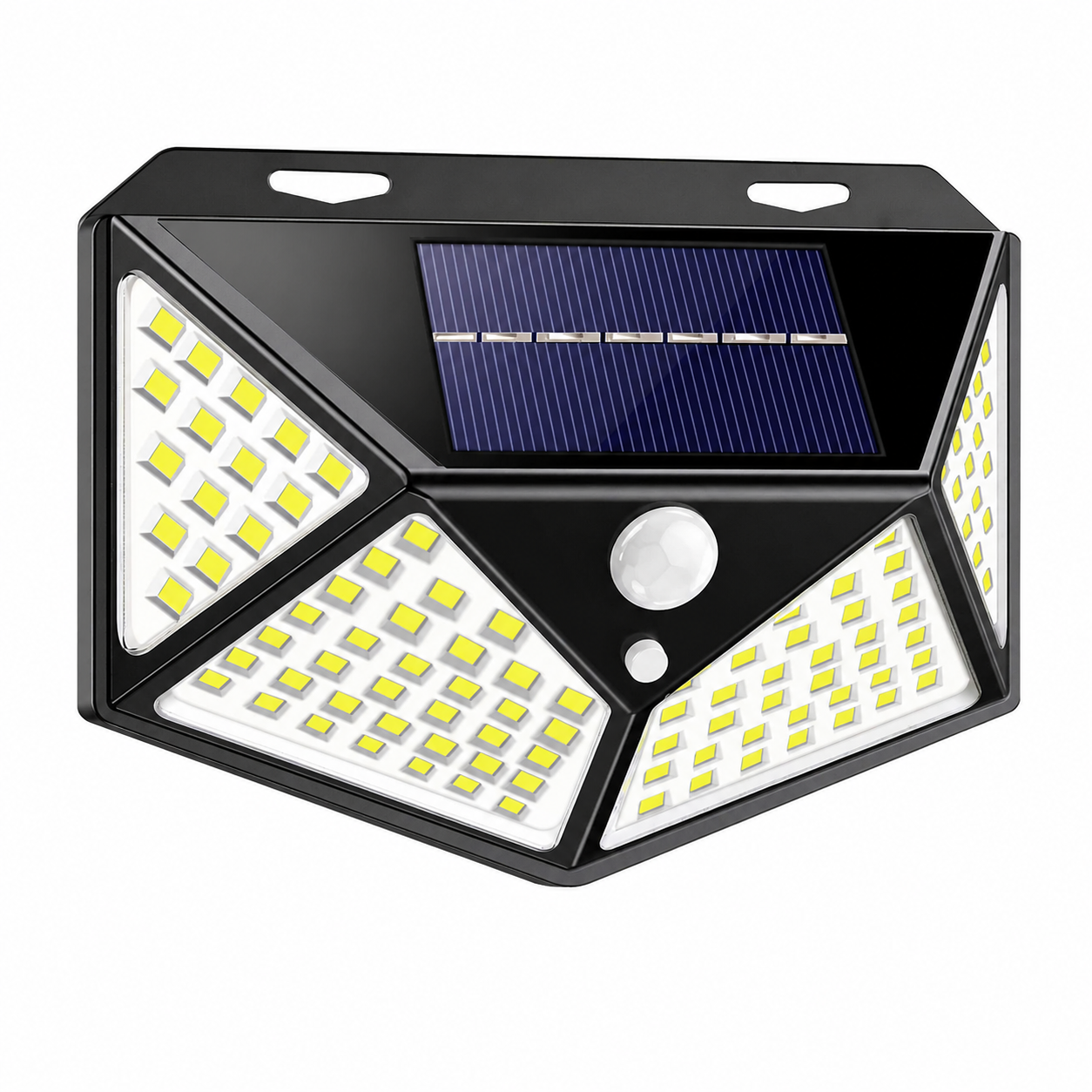 Lampa solara de perete, cu senzor de miscare, 100 LED, 14x6x10 cm, alb