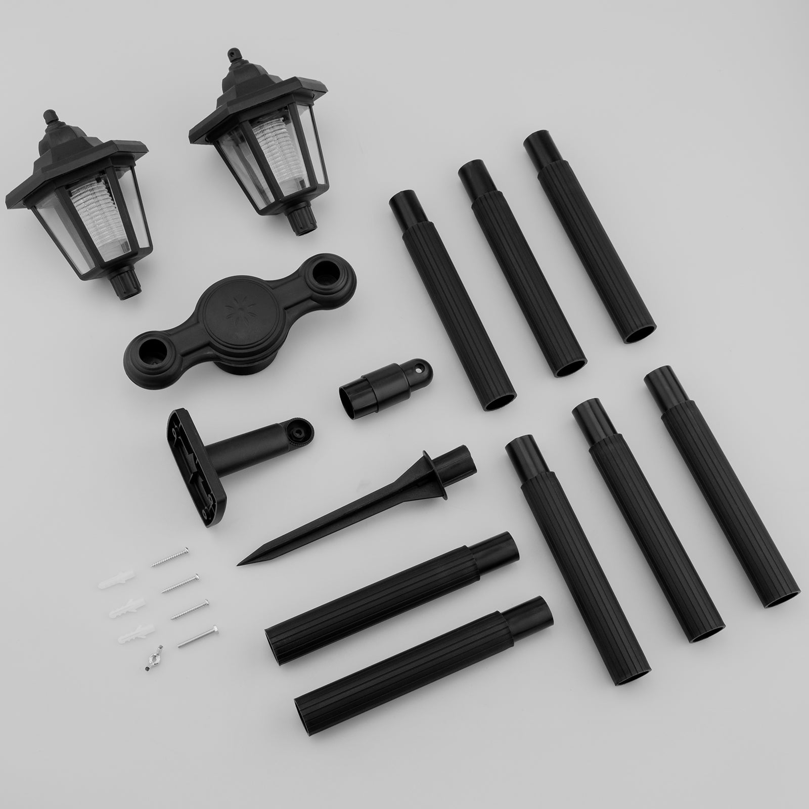 Lampa solara gradina 3 in 1, tip stalp sau montaj perete, 152 cm, LED alb rece, negru