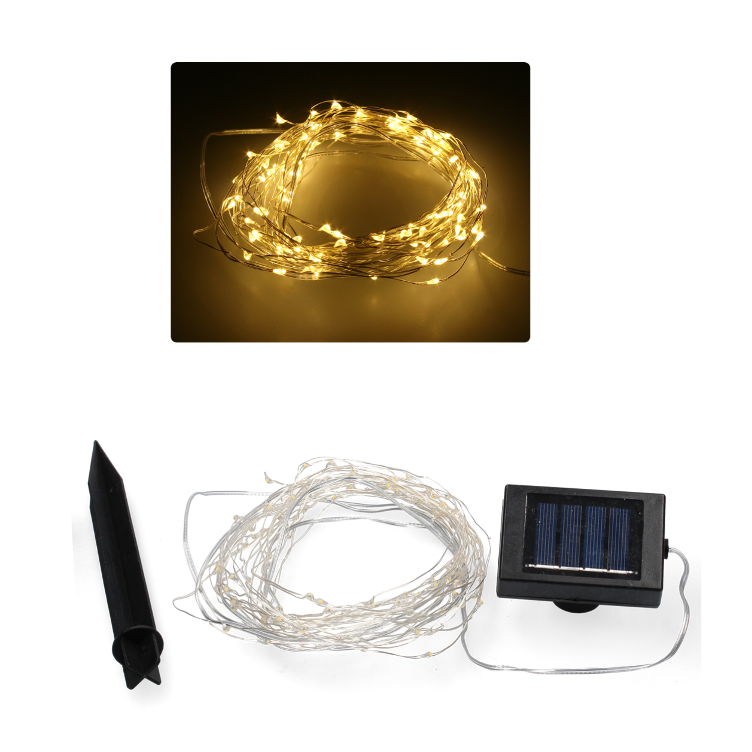 Ghirlanda luminoasa liniara 100 LED-uri, 1.5m, incarcare solara