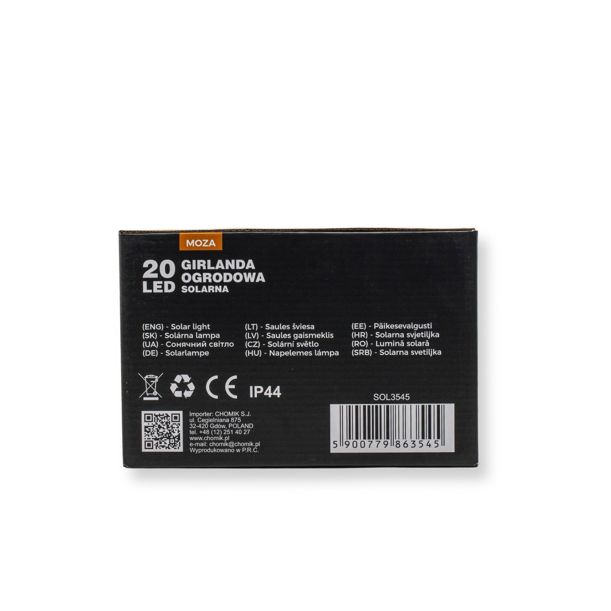 Ghirlanda luminoasa, LED, model Moza, 20 becuri, 580cm, incarcare solara, lumina alb cald