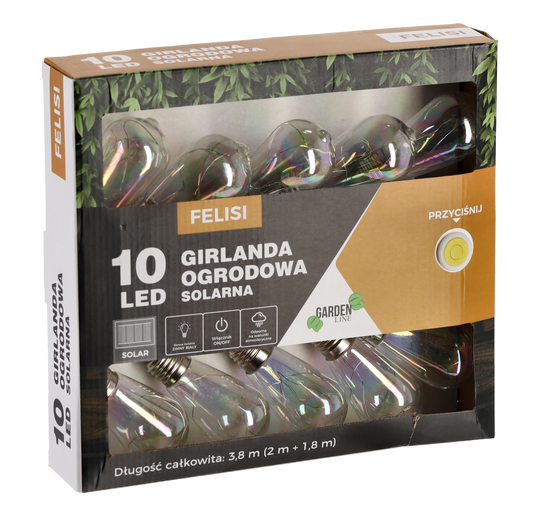 Ghirlanda luminoasa, LED, model Felisi, 10 becuri, 380cm, incarcare solara, lumina alb multicolor - 2