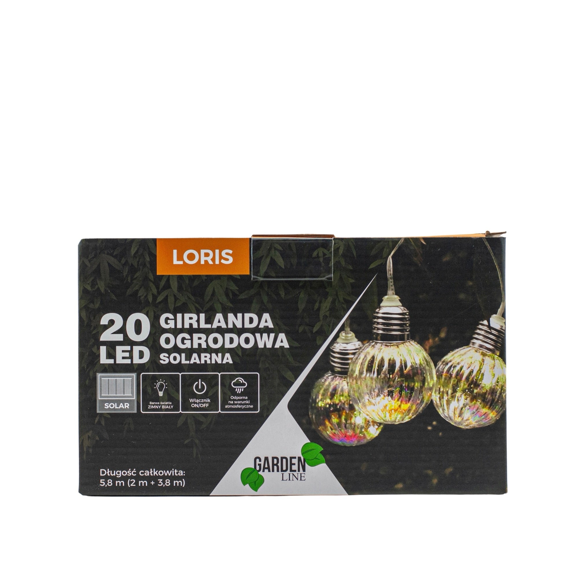 Ghirlanda luminoasa, LED, model Loris, 20 becuri, 580cm, incarcare solara, lumina alb multicolor