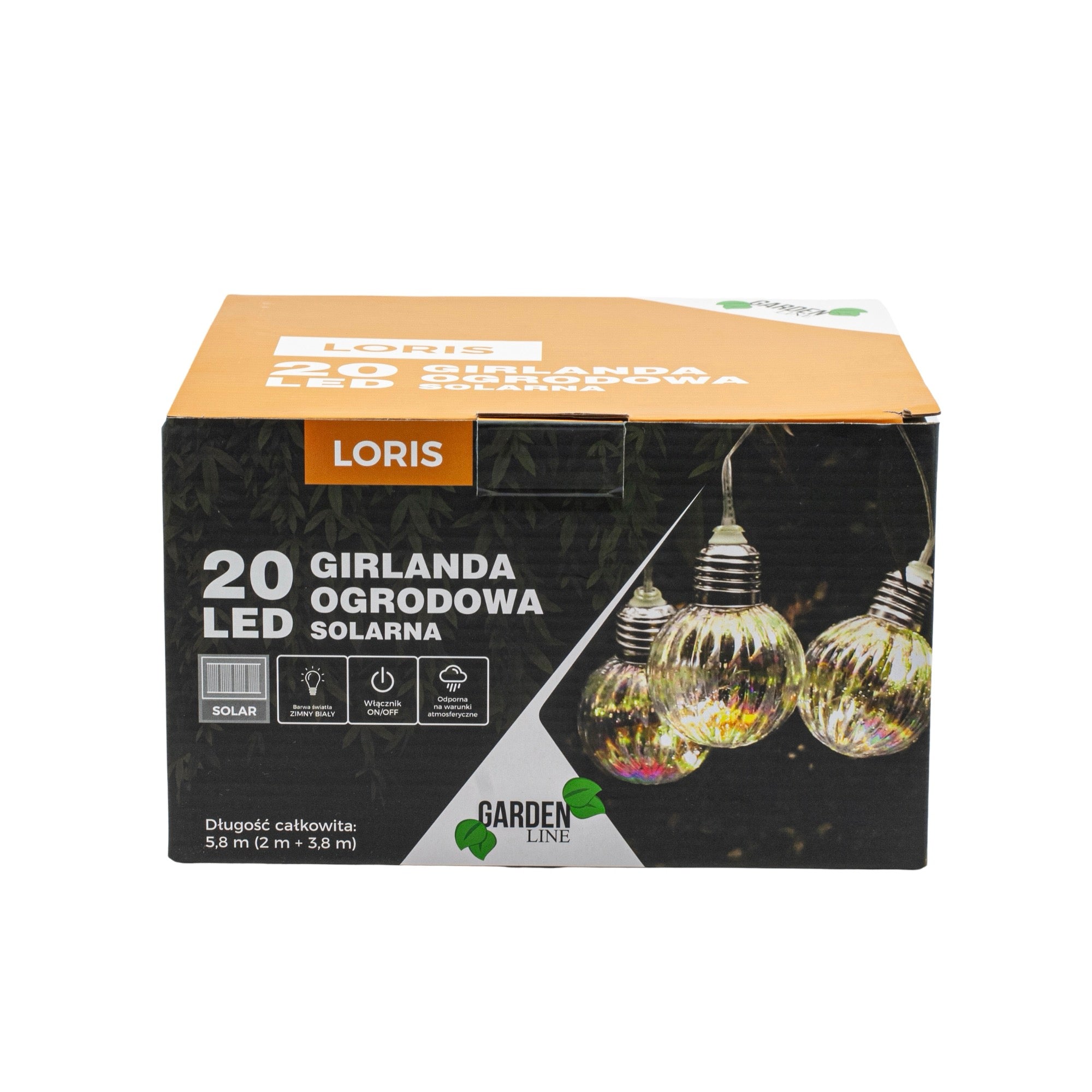 Ghirlanda luminoasa, LED, model Loris, 20 becuri, 580cm, incarcare solara, lumina alb multicolor