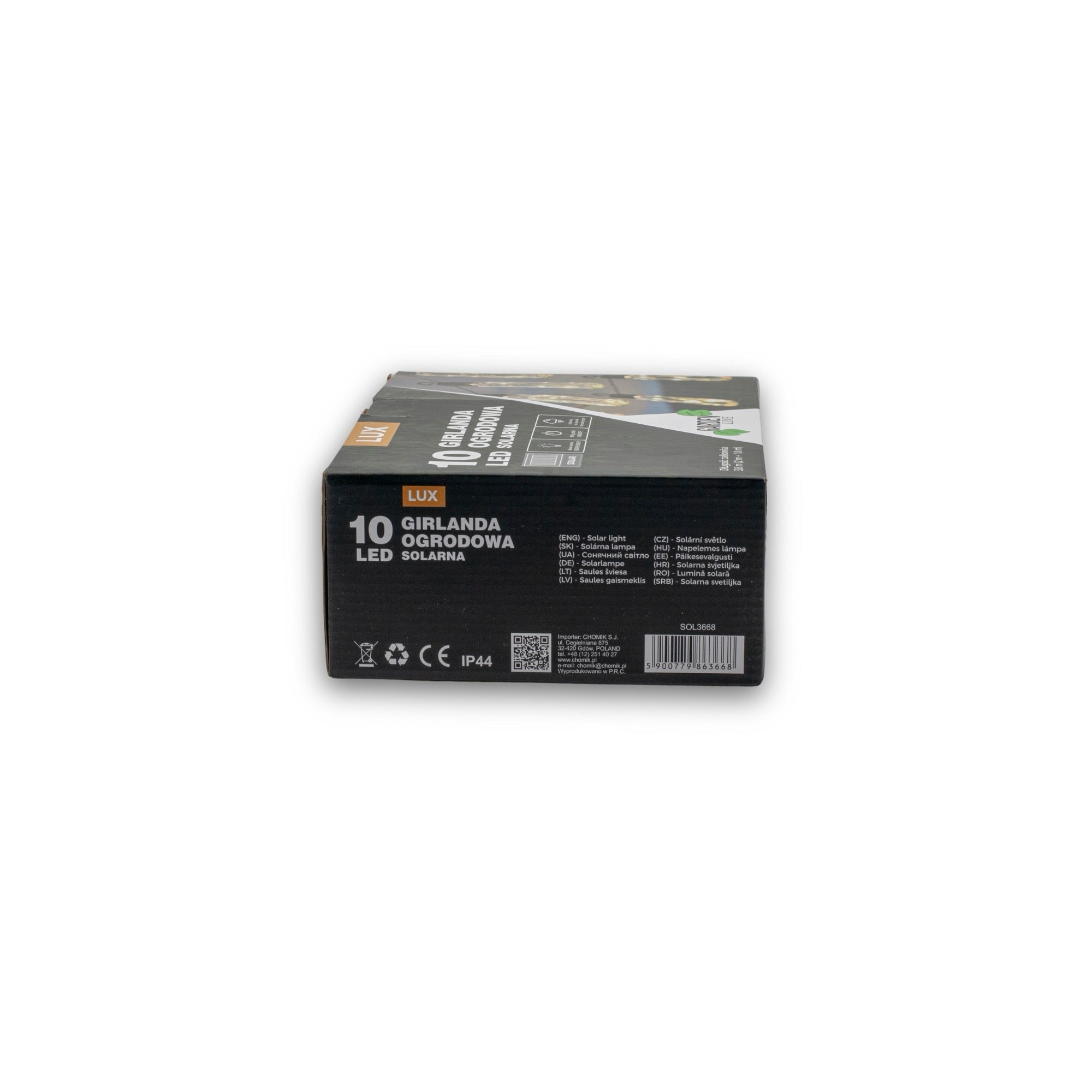 Ghirlanda luminoasa, LED, model Lux, 10 becuri, 380cm, incarcare solara, lumina alb cald