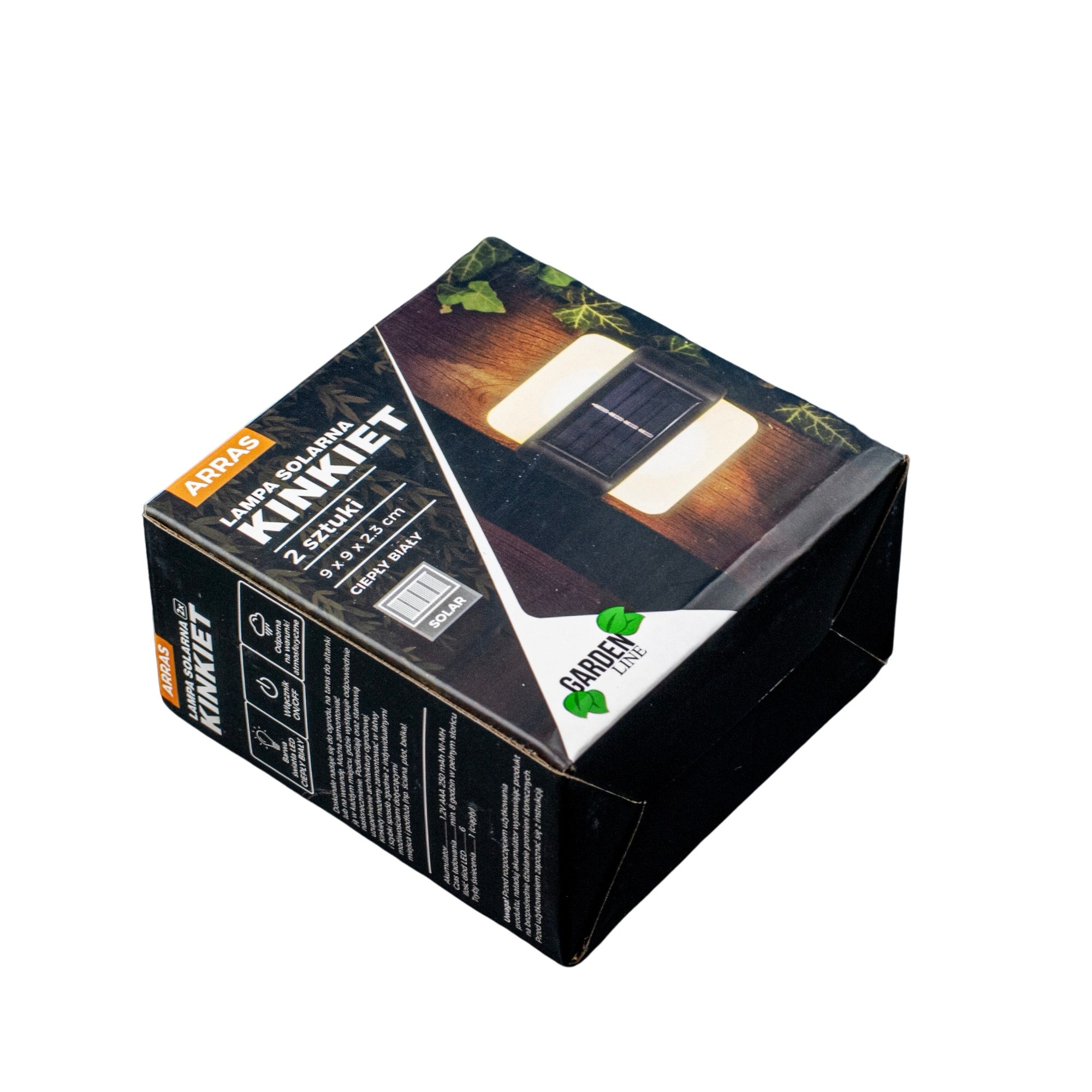Set 2 lampi solare LED de perete, IP44 pentru exterior, autonomie 12 ore, 9x9x2.3cm, negru