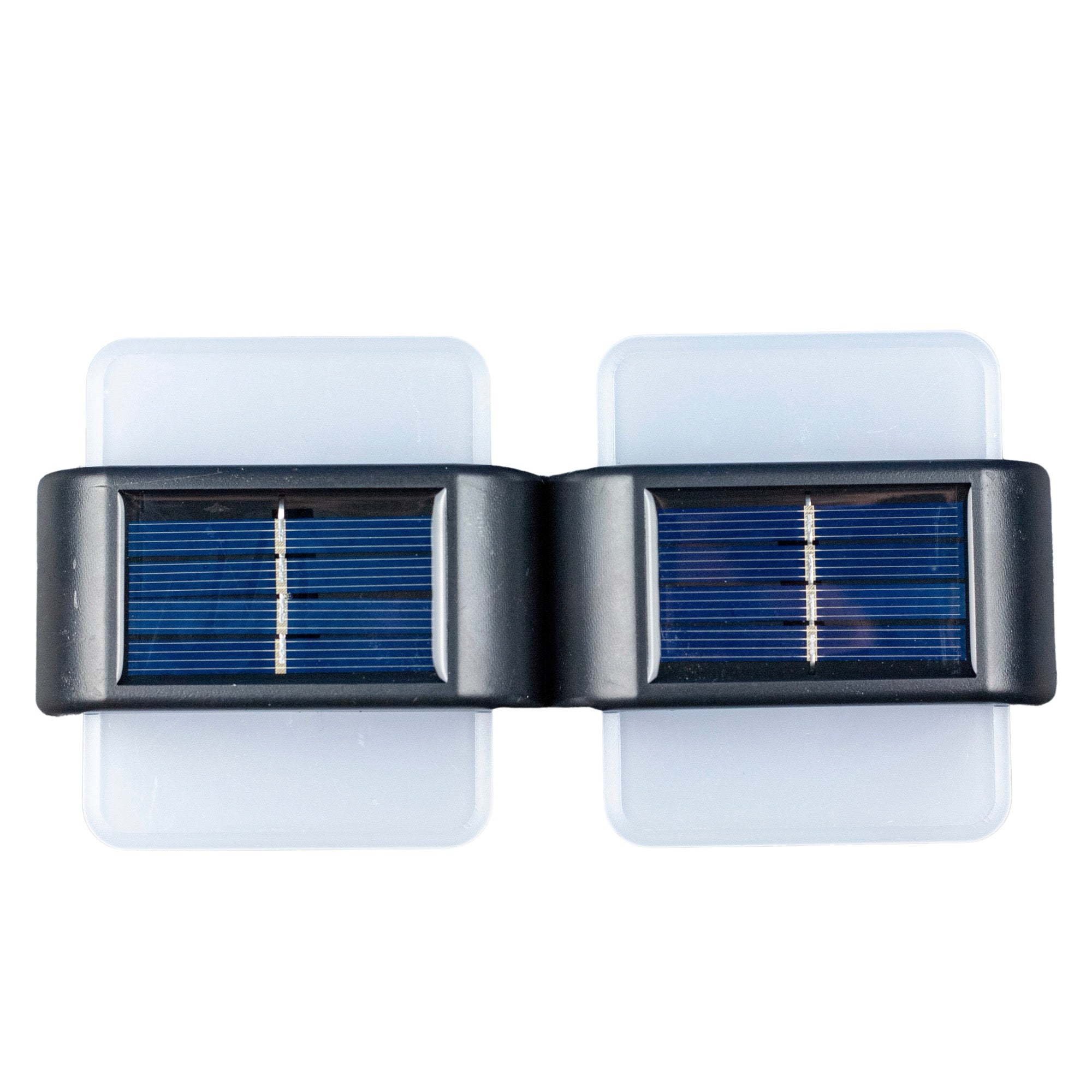 Set 2 lampi solare LED de perete, IP44 pentru exterior, autonomie 12 ore, 9x9x2.3cm, negru