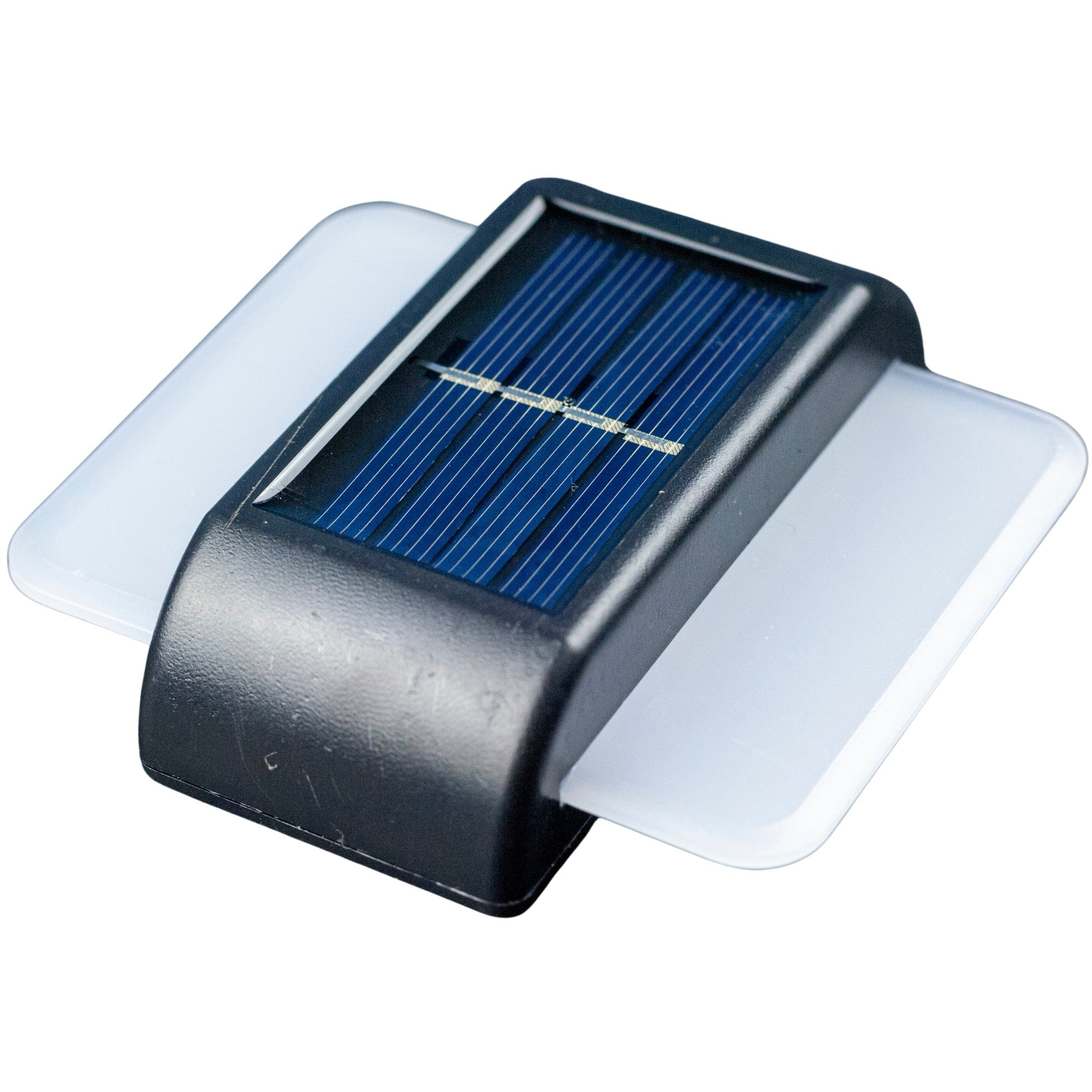 Set 2 lampi solare LED de perete, IP44 pentru exterior, autonomie 12 ore, 9x9x2.3cm, negru